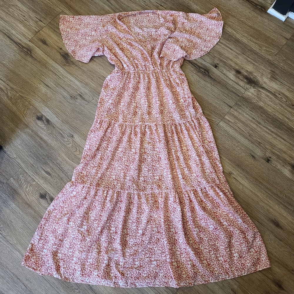 Red&White Prairie-Girl  Maxi Dress